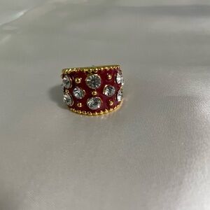 Elegant Red and Gold Crystal Ring
